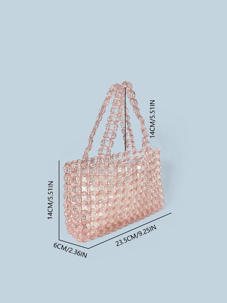 Handgefertigte transparente Damen-Tragetasche mit Kristallperlen