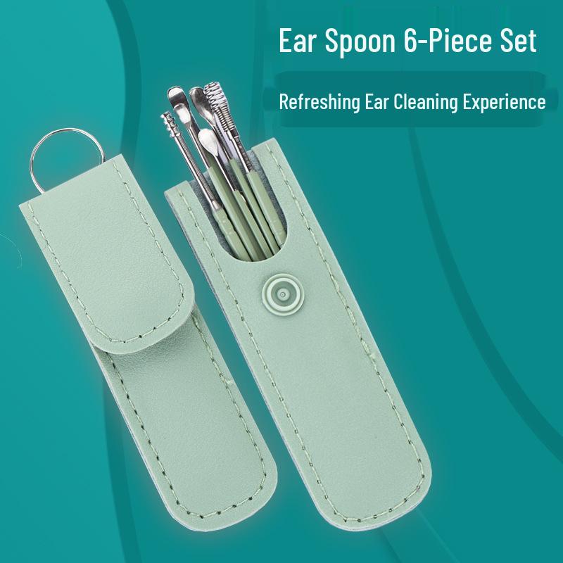 6-Piece Spiral Earwax Cleaner Set with Leather Case