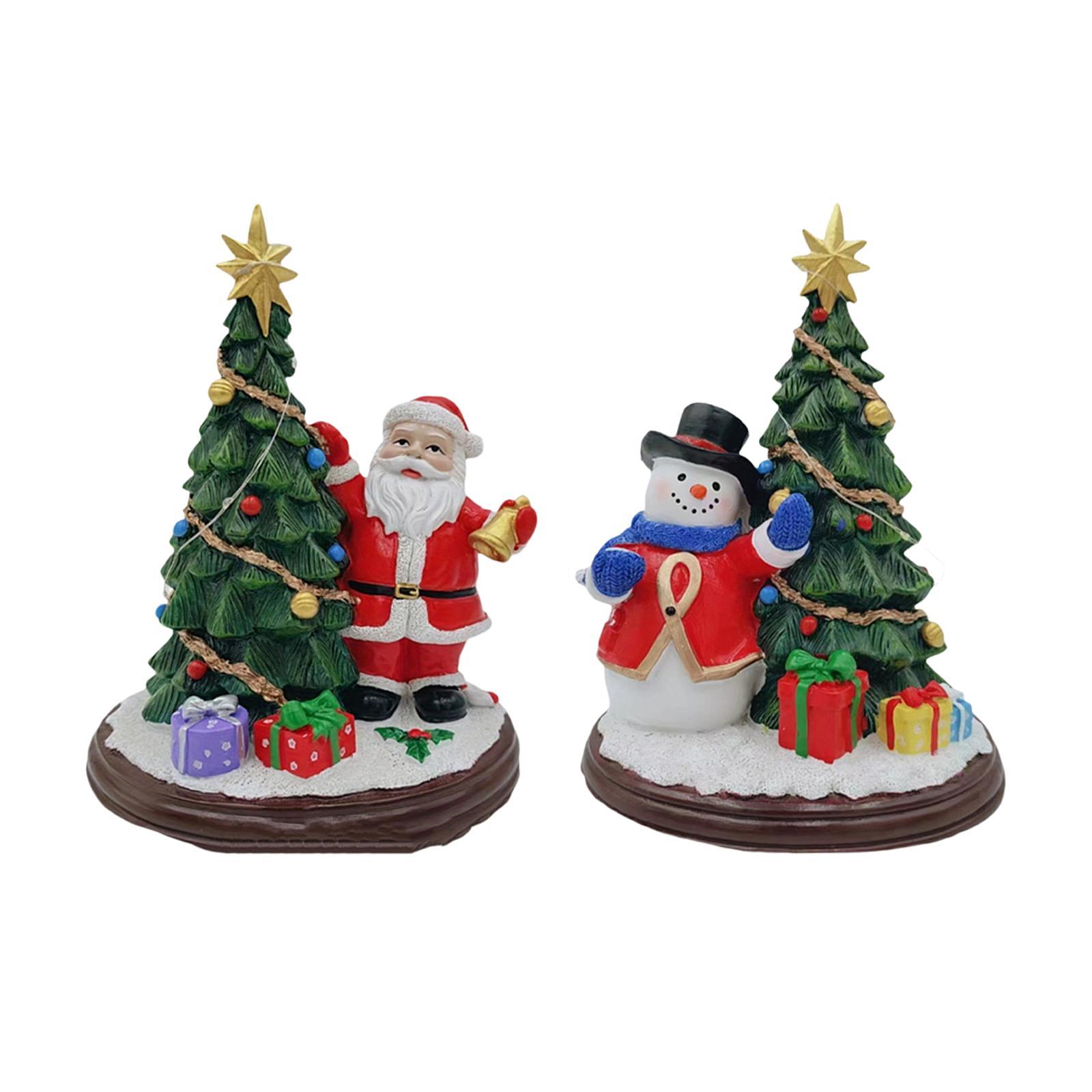 

Christmas Figurine with Light Resin Easy to Use Sturdy Decorative Statue Home Decor for Table Fireplace Cafe Living Room Office