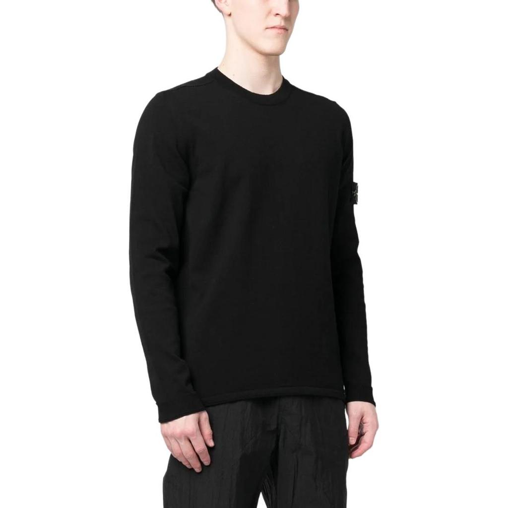 Stone Island Solid Color Logo Crew Neck Long Sleeve Sweatshirt Men sweatshirt Black K1S1551000-62S00B9-V0029