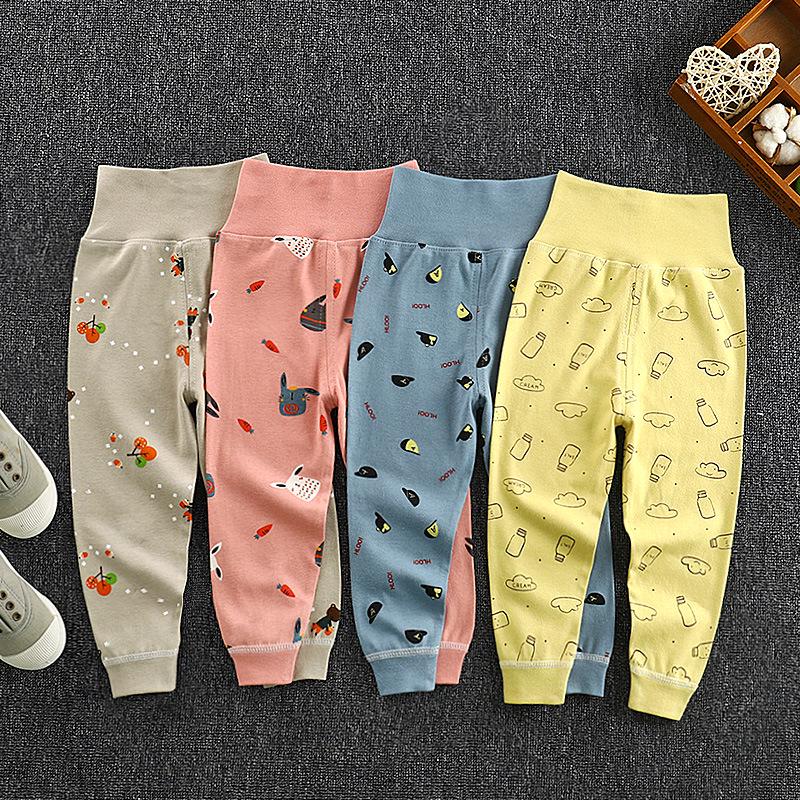 Children's Pure Cotton High-Waist Belly Protection Pants with Open Crotch for Spring and Autumn - Boys' and Girls' Sleep Base Layer Pants.