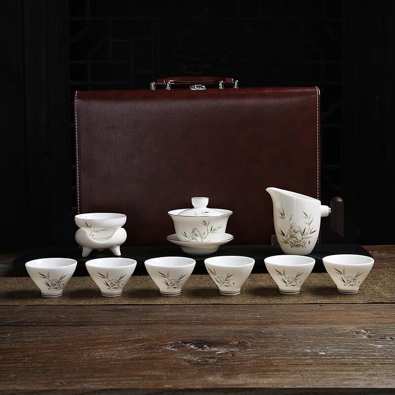 Chaxun 17-Piece Mutton-Fat Jade Porcelain Tea Set