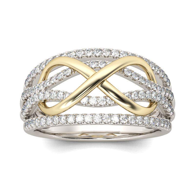 Gold-Plated Two-Tone Women's Fashion Rings - European & American Style