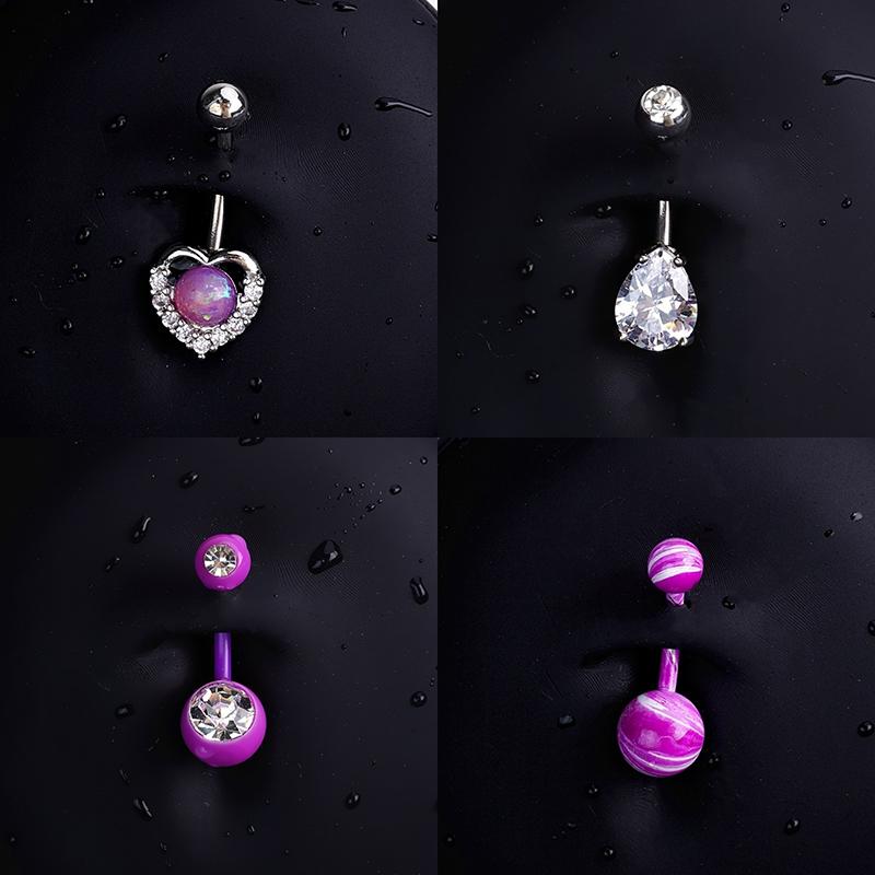 Sweet Heart Butterfly Navel Ring Zircon Belly Button Ring For Women Body Piercing Decoration Vacation Leisure Beach Jewelry Gift