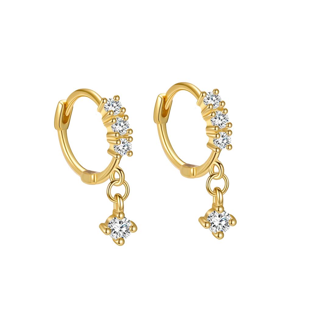 Genuine 925 Sterling Silver Star Hoop Earrings Statement Wedding Jewelry Clear CZ Earring for Women Fine Jewelry