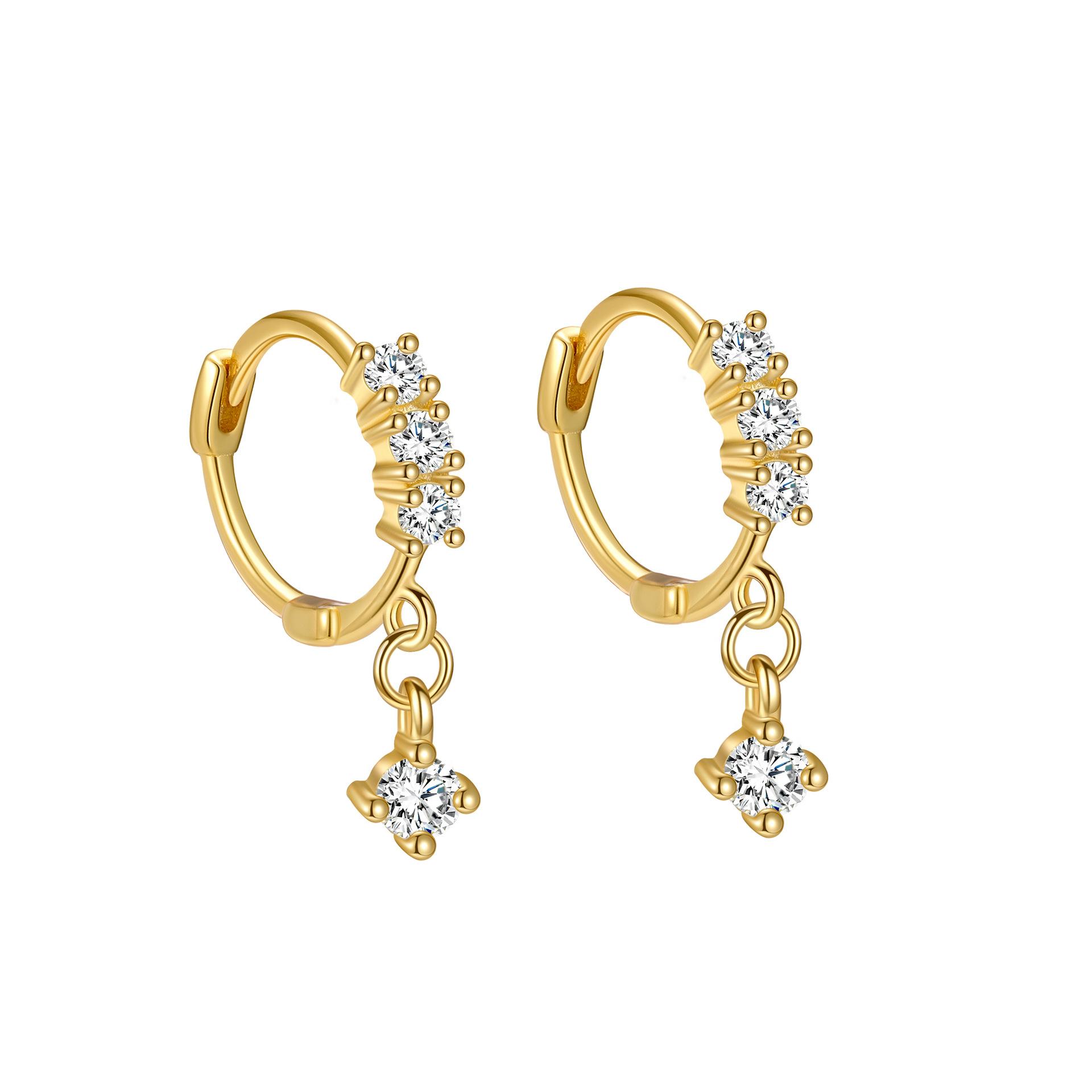 

Genuine 925 Sterling Silver Star Hoop Earrings Statement Wedding Jewelry Clear CZ Earring for Women Fine Jewelry золотий