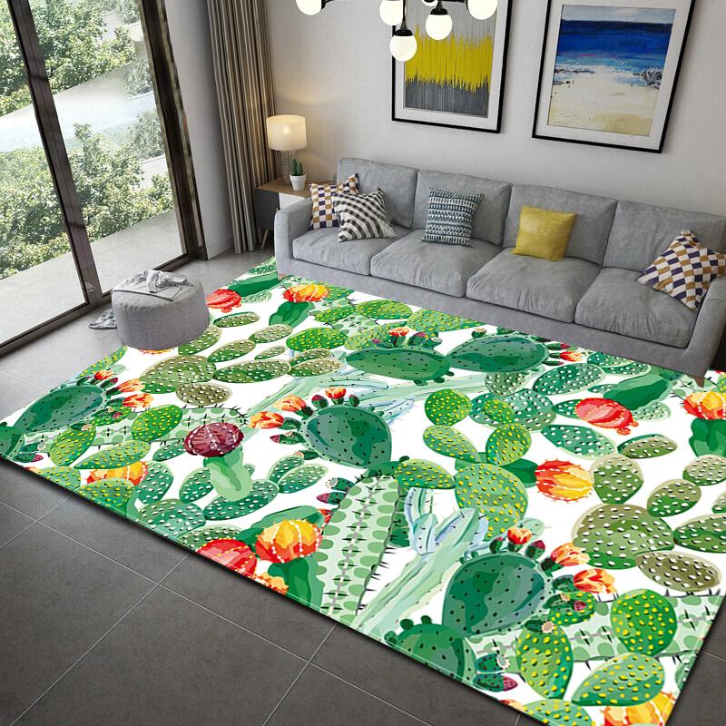 Green Tropical Rainforest Leaves Area Rug Plant Flannel Carpet Palm Leaf Mat For Living Room Sofa Table Large Area Rugs
