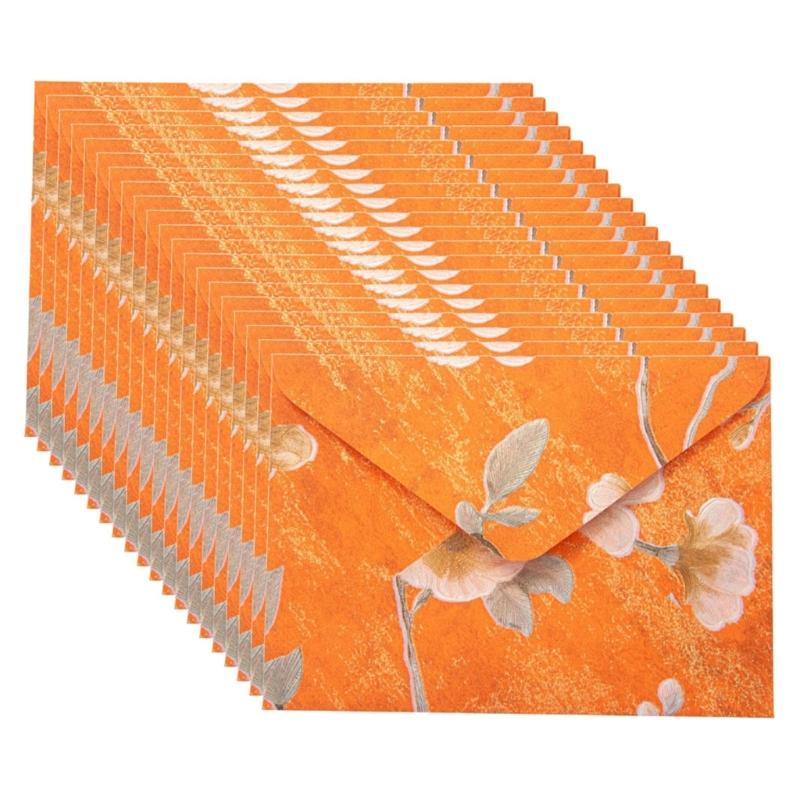 20Pcs Antique Floral Pattern Envelopes 6.46x4.4Inch Folding Envelopes For Wedding Invitation Valentines Card And Mailing