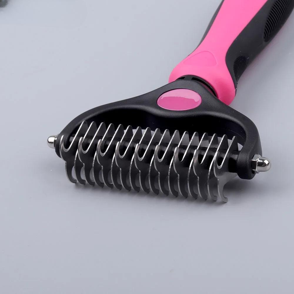 Pet Fur Knot Cutter Dog Grooming Shedding Tools Double Side Cat Hair Removal Comb Brush Long Curly Hair Cleaner Comb Pet Product