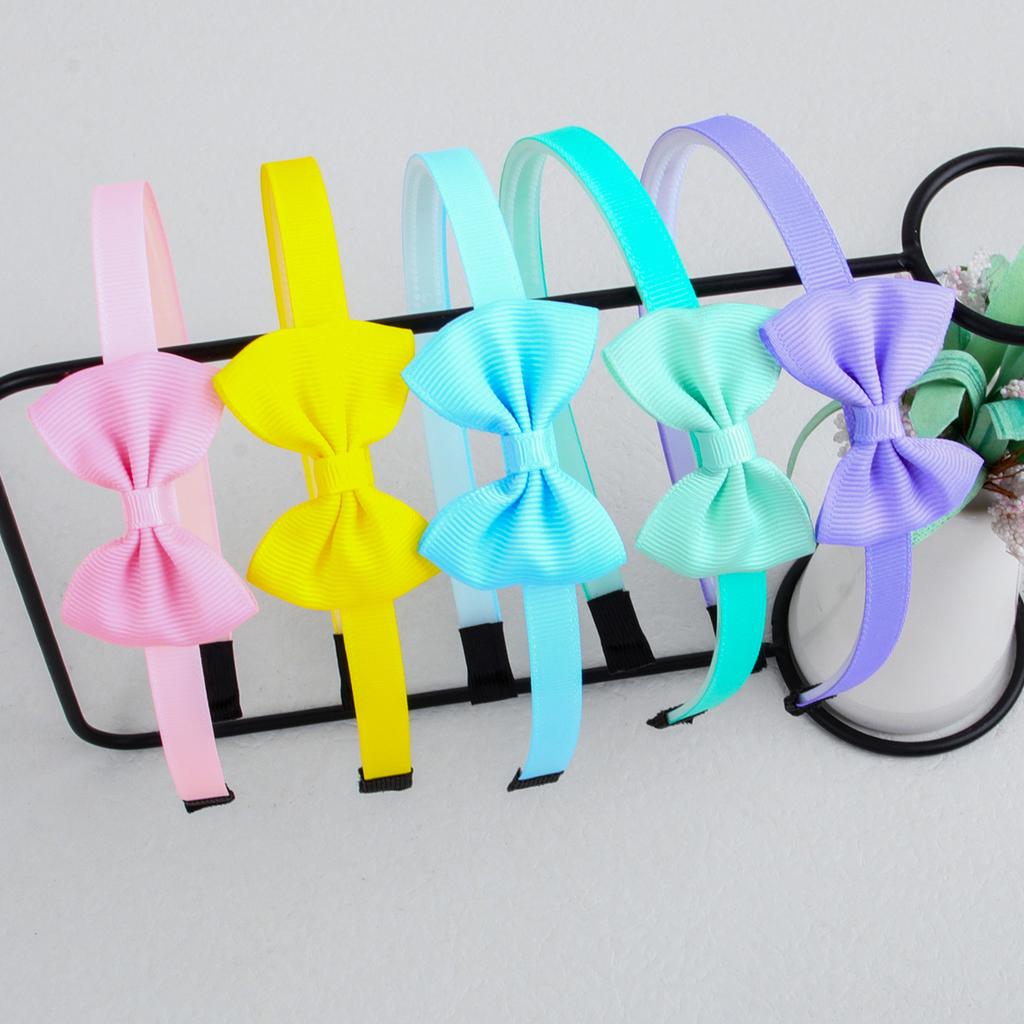 5pcs 2inch Grosgrain Ribbon Hair Bows with Headband Plastic Teeth Hairbands Girls Headbands Children Kids Hair Accessories