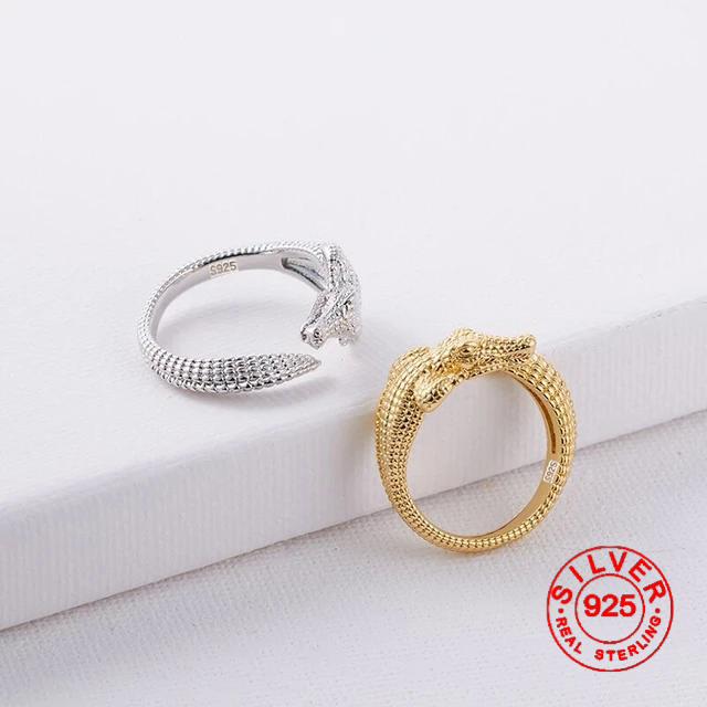 BF CLUB Silver Color Gold Dragon Lines Ring For Women Fine Jewelry Finger Adjustable Open Vintage Ring For Party Birthday Gift