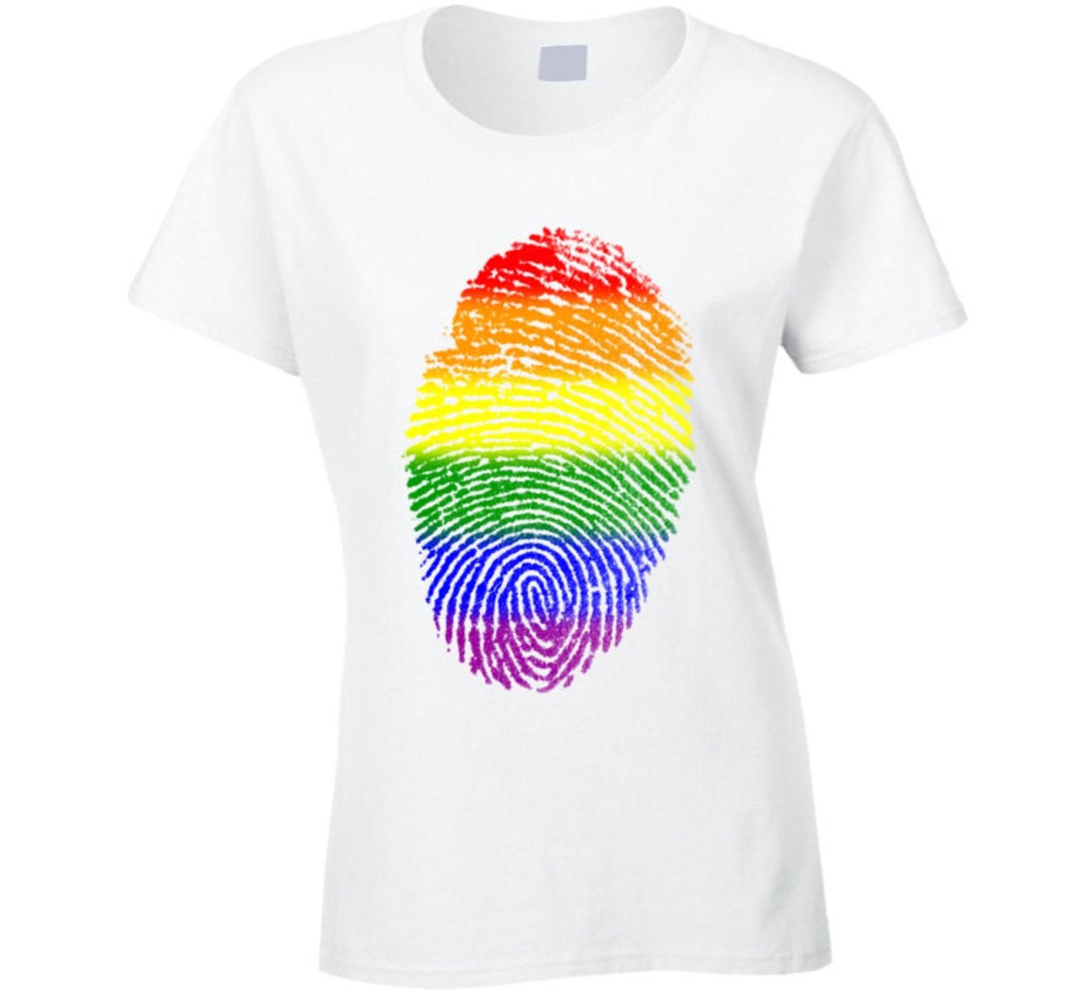 Pride Fingerprint Ladies T Shirt L