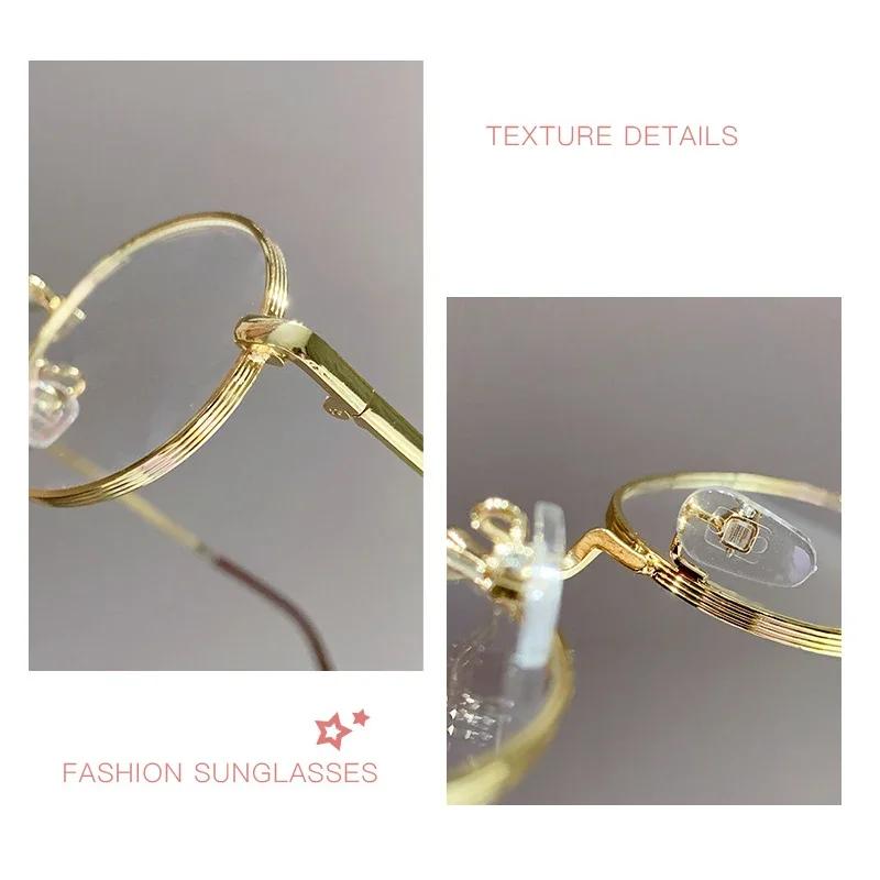 Men Women Trendy Finished Myopia Glasses Unisex Small Round Frame Eyewear Vintage Fashion Blue Light Blocking Eyeglasses-3.5-4.0