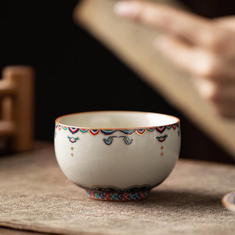 Gold Inlaid Jade Ru Kiln Ceramic Tea Cup