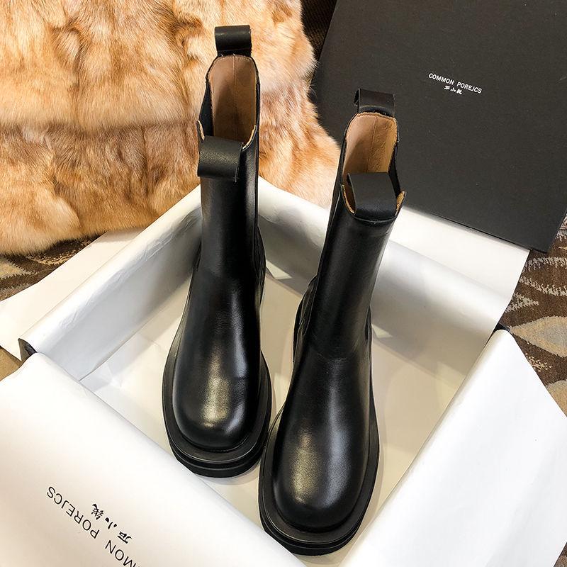 Chelsea Botki na grubej podeszwie za kostkę typu Martin - Duże rozmiary, Wyściełane aksamitem (Wiosna/Jesień 2025)