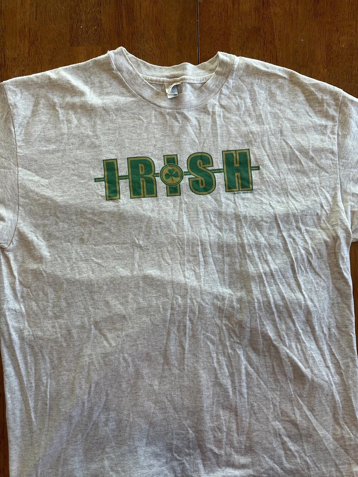 Vintage Y2K Irish T Shirt Large Notre Dame Clover Ireland 2XL