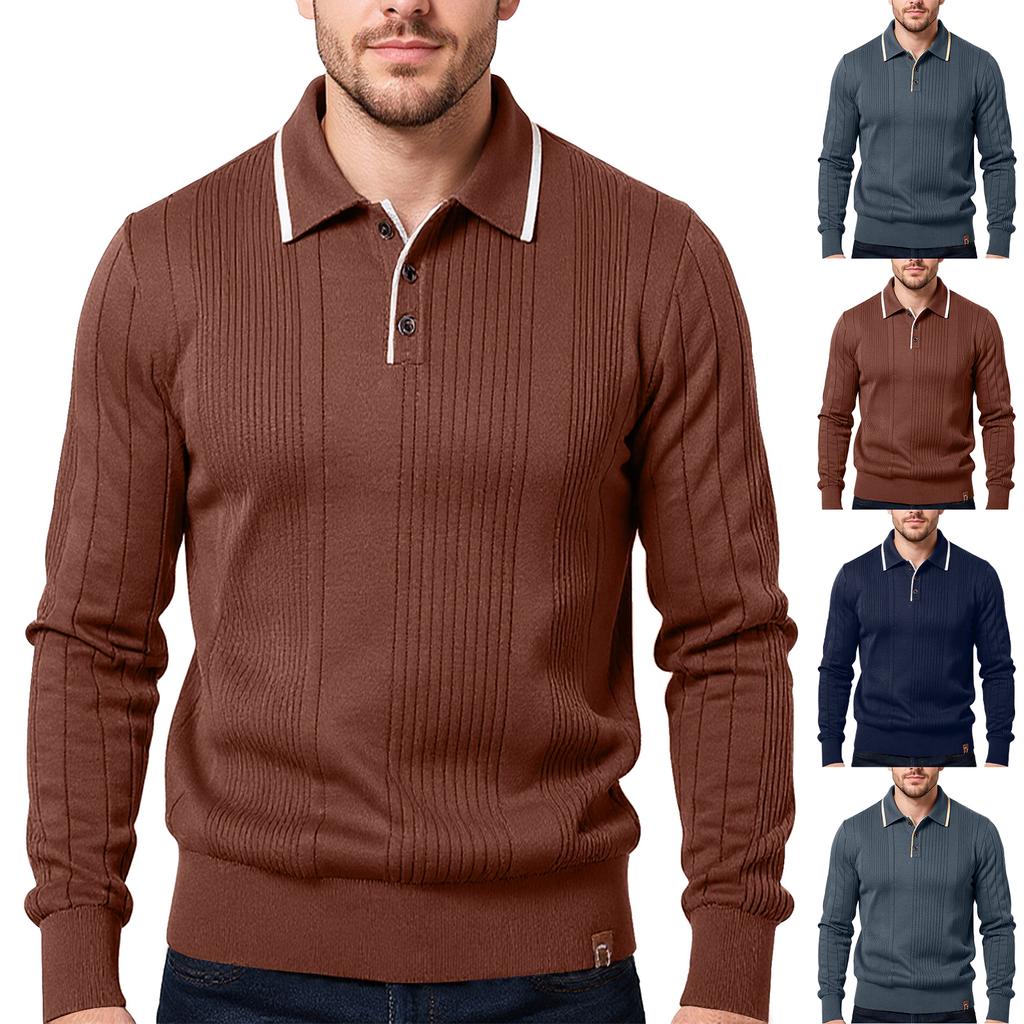 Men's Casual Long-sleeved Lapel Sweater