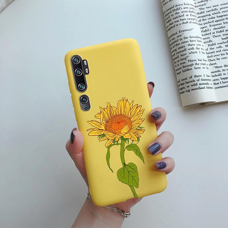 Love Heart Sunflower Case for Xiaomi Mi Note 10 Pro Case Bumper Silicone Back Cover for Xiomi Xiaomi Mi Note 10 Note10 Pro Case