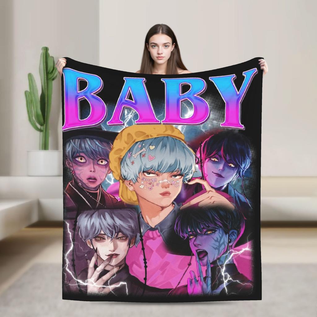 Huntrix Saja Boys KPop Demon Hunters Blanket  Plush Vintage Warm Throw Blanket for Home Autumn/Winter