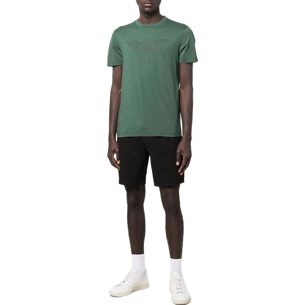 EMPORIO ARMANI T-Shirts Men's Green Crew Neck Straight Fit 3L1TFD-1JPZZ-0572