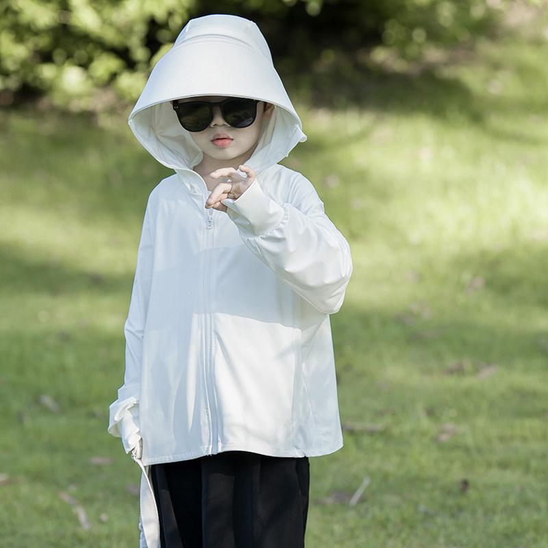 Children's sunscreen clothing 1011 new summer ice silk light boys and girls baby brim removable sunscreen clothing jacket