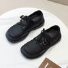 Small Leather Shoes Women's Summer New Leather Platform Fashion Casual Shoes Versatile and Versatile Big Head Shoes Large Size Women's Shoes