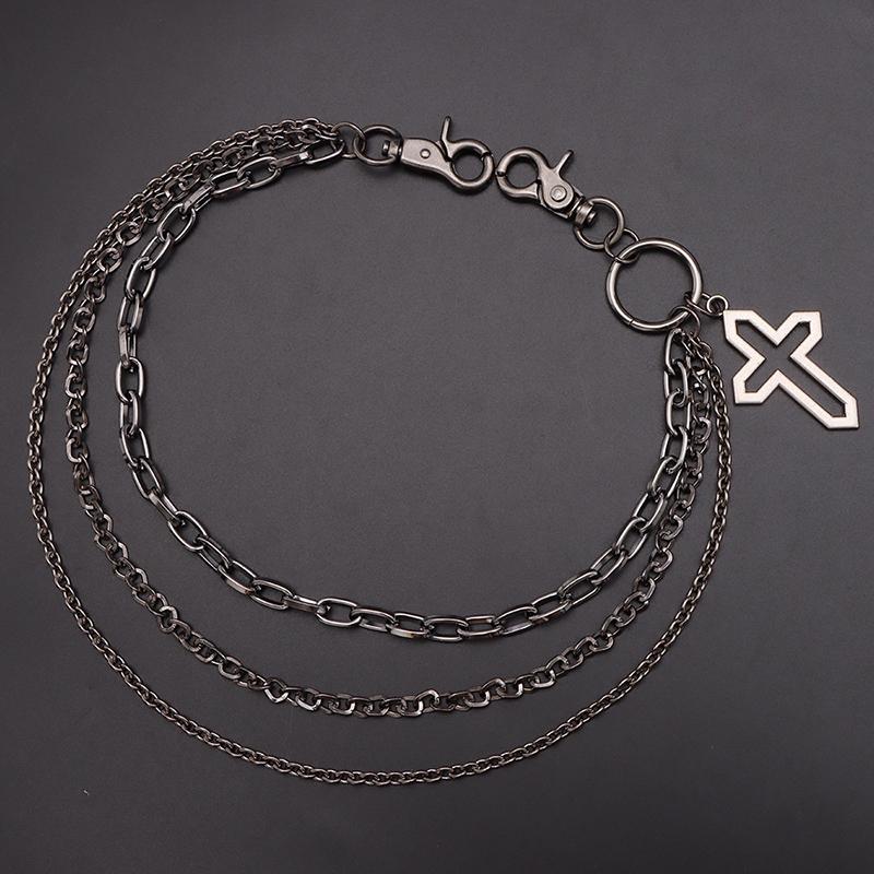 Metal Cross Pendant Waist Chain Hiphop Rock Punk Trousers Chain Keychain Jewelry Jean Accessory