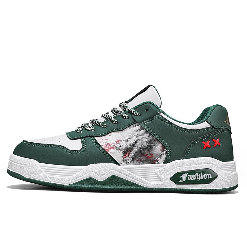 

Китайский дракон новые модные повседневные универсальные белые кроссовки, нескользящая модная спортивная обувь для мужчин 44 зелёный