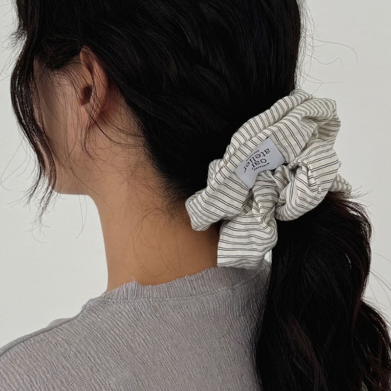 Oar Wide Stripe Shirt Scrunchie [Ivory]