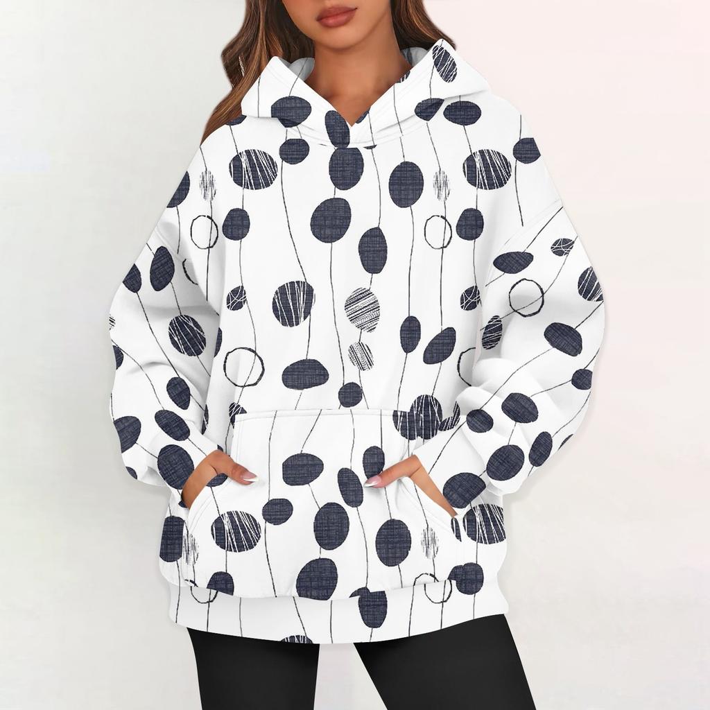 Dámské nadměrné mikiny s fleecovou kapucí, pulovry s dlouhým rukávem, outfity s kapsou