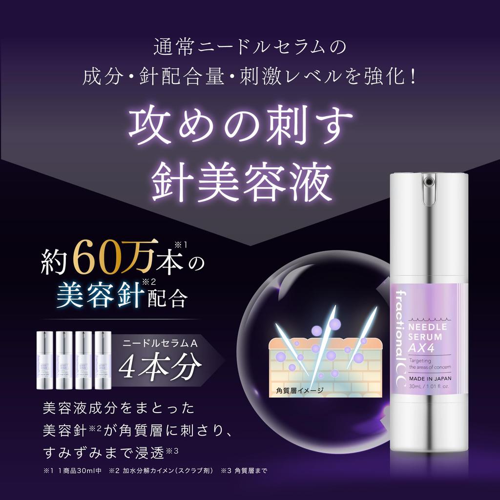 Fractional CC Needle Serum AX4, Made In Japan, Pore Reducing, Retinol, Exosomes, PDRN, Needle Shot, 30mL
