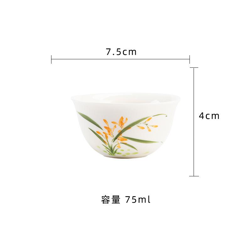 

2pc/lot Hand-painted Orchid Teacup Japanese Tea Bowl Set Of Cups Tea-tasting Meditation Cup Jianzhan Master Cups Tea Items 75ml