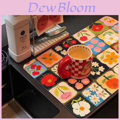 Artistic Flower Pattern Water Absorption Mat For Kitchen Countertops And Tea Cups