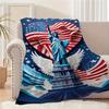 Statue of Liberty American Flag Star Print Flannel Blanket All Season for Home Camping Travel, Ideal Home Decor & Family Gift