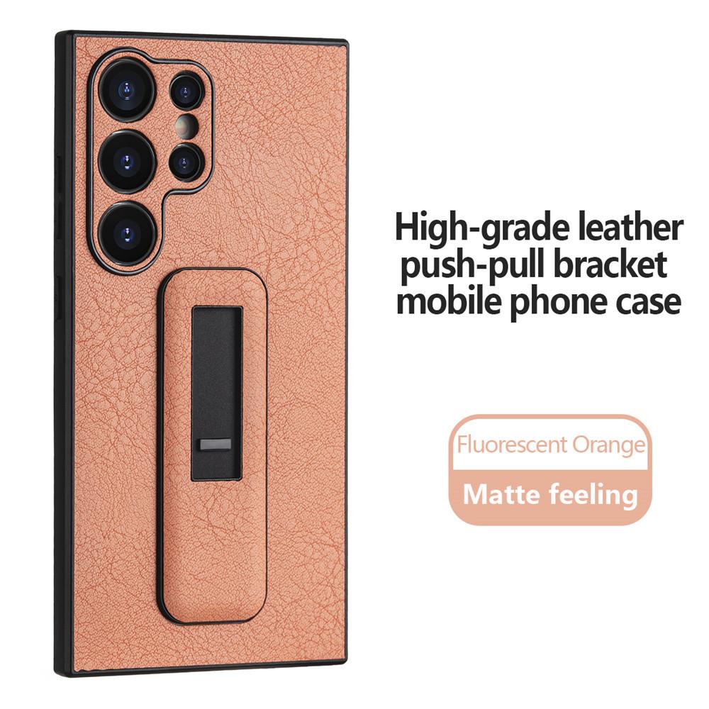 Push Pull Holder Case For Samsung S24 Ultra S23 Ultra S22 S21 Plus Leather Cover For Galaxy S24 Plus Matte Feeling Bracket Cover