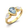 Pear shape Blue topaz Gemstone Gold Plated 925 Sterling Silver Ring