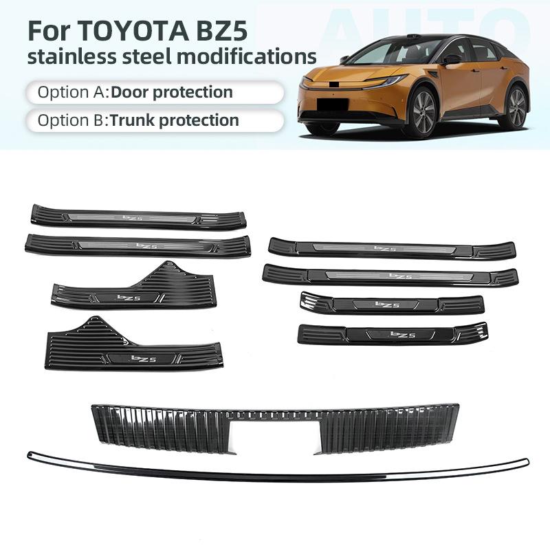 Stainless Steel Scuff Plates for TOYOTA BZ5 - Welcome Pedals, Trunk Protector, Tailgate Protection Stickers