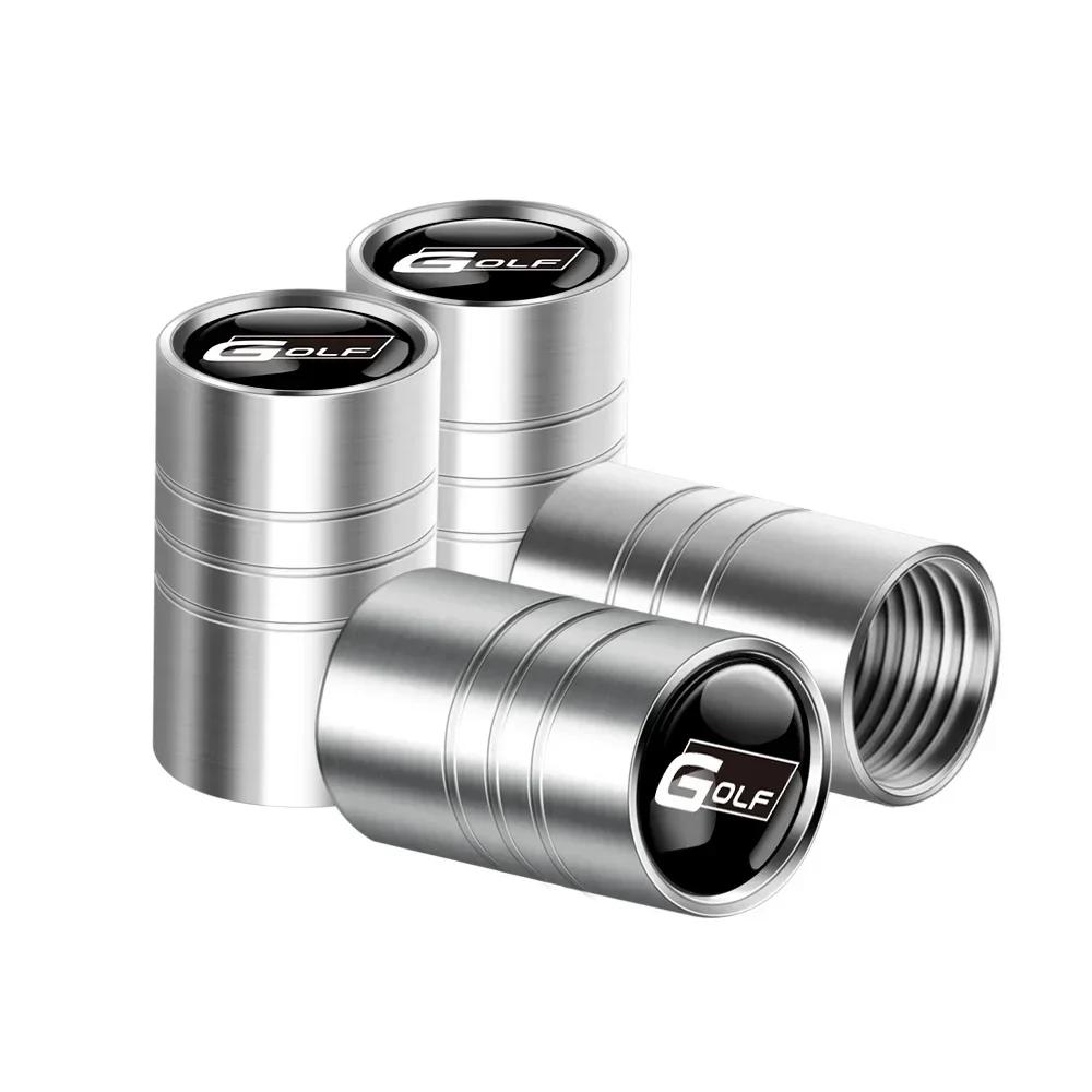 T23-For Volkswagen VW GTI R Golf 5 7 6 4 Polo Tiguan Passat Jetta Lavida Car Styling 3D Metal Wheel Tire Valve Stem Caps Accessories