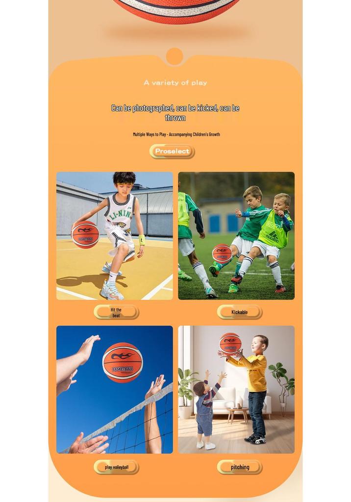 4th Gen Silent Fabric-Covered Elastic Basketball - Children's Quiet Play Ball for Home Use