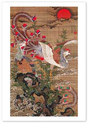 Poster: Ito Jakuchu "Rising Sun and Phoenix" A3 Size [Made In Japan] Japanese Painting [Interior Wallpaper] Painting Art Wallpaper Poster