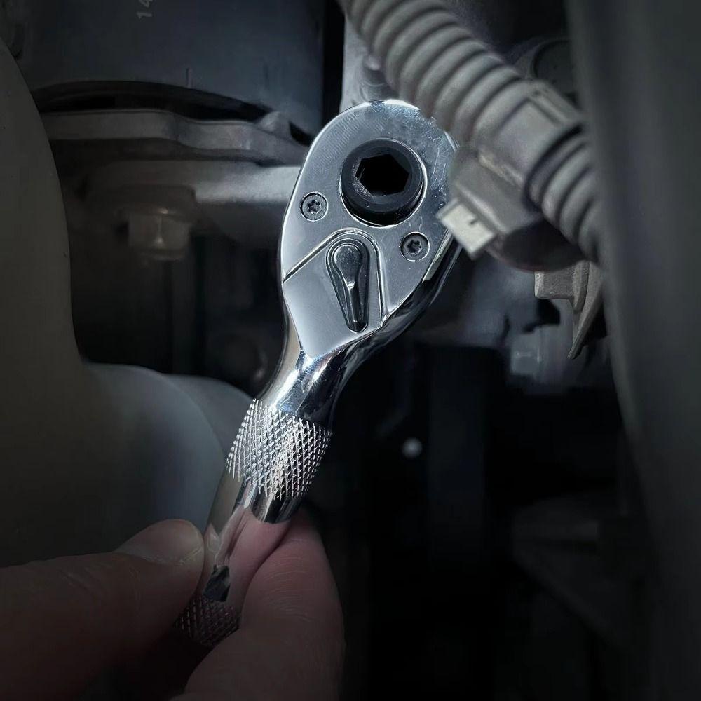 Reversible Stubby Ratchet Wrench Quick-Release Socket Ratchet Wrench  Repair Hand Tools
