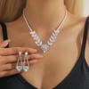 Light Luxury High Quality Full Diamond Crystal Zircon Pink Love Pendant Heavy Industry Design Necklace Earrings Wedding Set