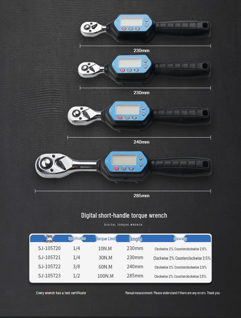 Electronic Digital Torque Wrench with Adjustable Socket for Automotive Repair