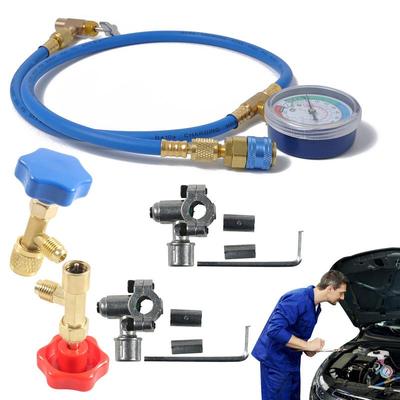 R134A Car AC Air Conditioning Refrigerant Recharge Measuring Hose with Pressure Gauge Pressure Gauge Measuring Kit Reparing Tool