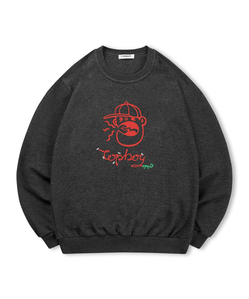 TOPBOY [Non-Fleece Or Fleece-Lined] Big Mouth Print Sweatshirt (Type C)