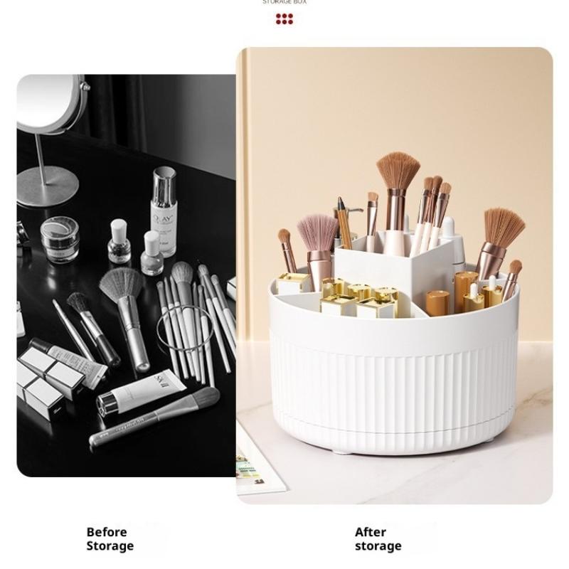 1 Stück 360° drehbarer Make-up-Pinsel-Organizer Kosmetik-Organizer 5 Fächer Make-up-Pinsel-Becher Badezimmer-Waschtisch Schreibtisch Aufbewahrungs-Halter Tasche