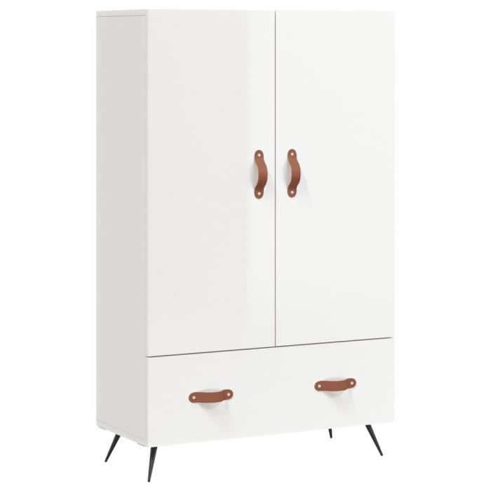 VidaXL Buffet haut blanc brillant 69,5x31x115 cm bois d'ingénierie 828206