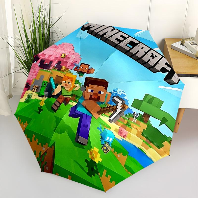 

Автоматический зонт с тематикой персонажей Minecraft, 8 спиц, подходит для отдыха и прогулок, уличный аксессуар, Готический Ст