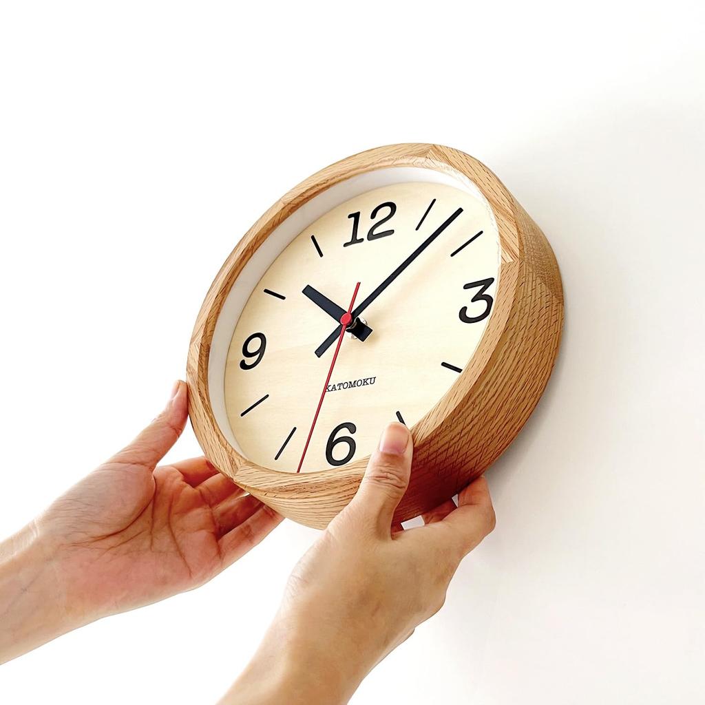 KATOMOKU Muku Clock 20 Oak Wall Clock with Continuous Second Hand km-136OA 220mm (Quartz Clock)