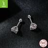 Shining Moissanite Pattern Threaded Ball Stud Earrings, Simple And Generous Temperament S925 Sterling Silver Four-Claw Earrings